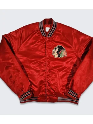 80’s Chicago Blackhawks Red Bomber Jacket