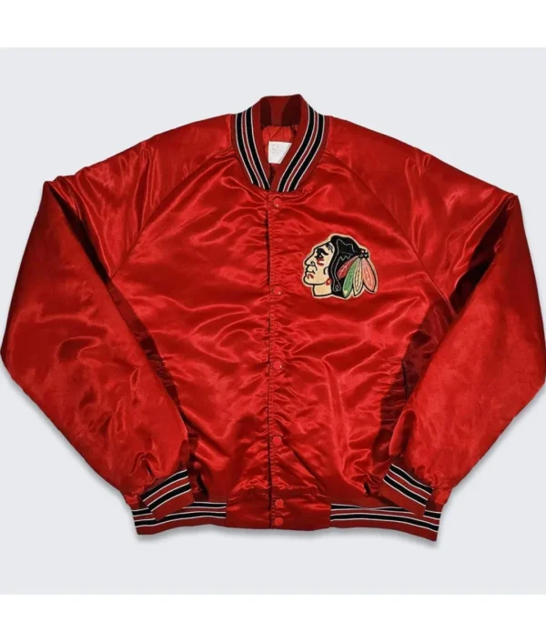 80’s Chicago Blackhawks Red Bomber Jacket