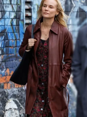 Longing 2024 Diane Kruger Leather Coat