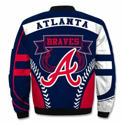 Atlanta Braves Blue and White Bomber Jacket