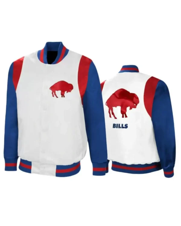 Royal Retro The American Buffalo Bills White Satin Jacket