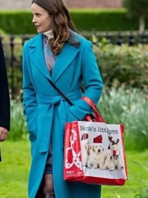 Christmas In Notting Hill 2023 Sarah Ramos Blue Trench Coat