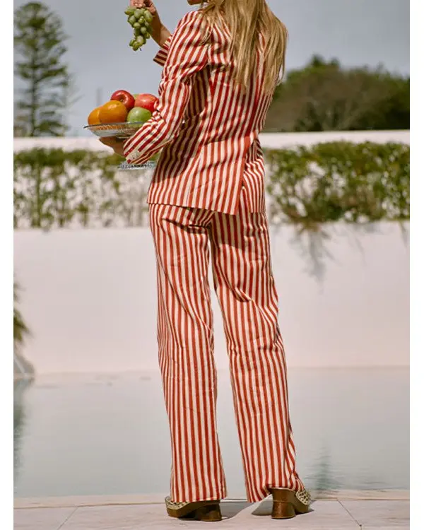 Emily In Paris S04 Lily Collins Red & White Striped Suit