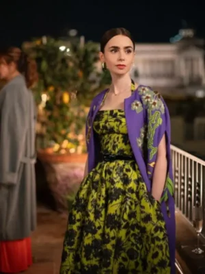 Emily In Paris S04 Lily Collins Purple Cape Coat