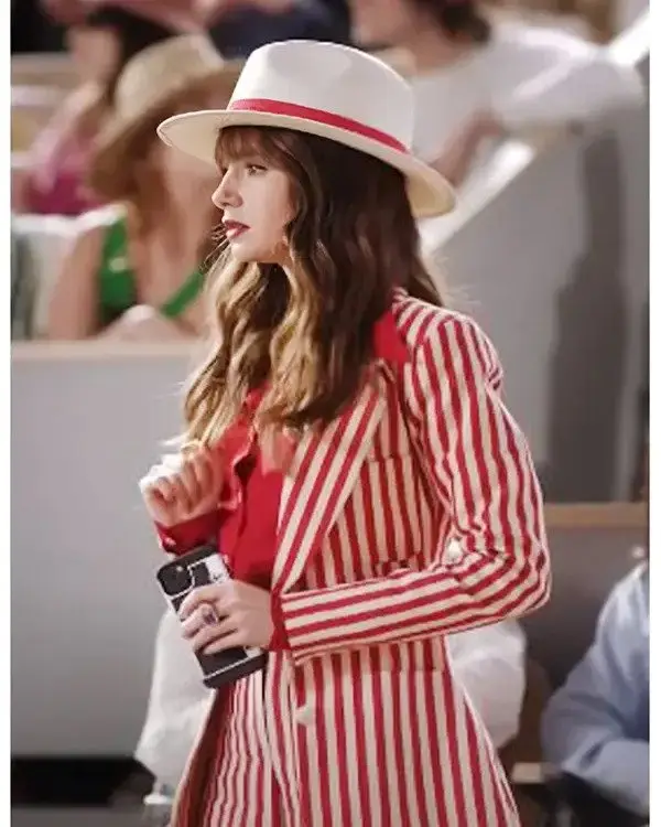 Emily In Paris S04 Lily Collins Red & White Striped Suit