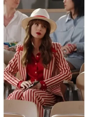 Emily In Paris S04 Lily Collins Red & White Striped Suit