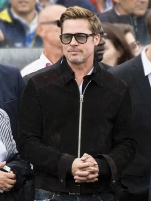 F1 2025 Brad Pitt Black Suede Leather Jacket