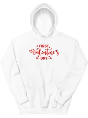 First Valentine’s Day White Hoodie