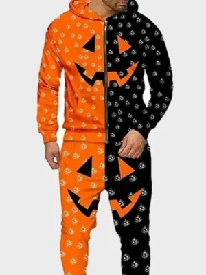 Halloween Orange & Black Pumpkin Tracksuit