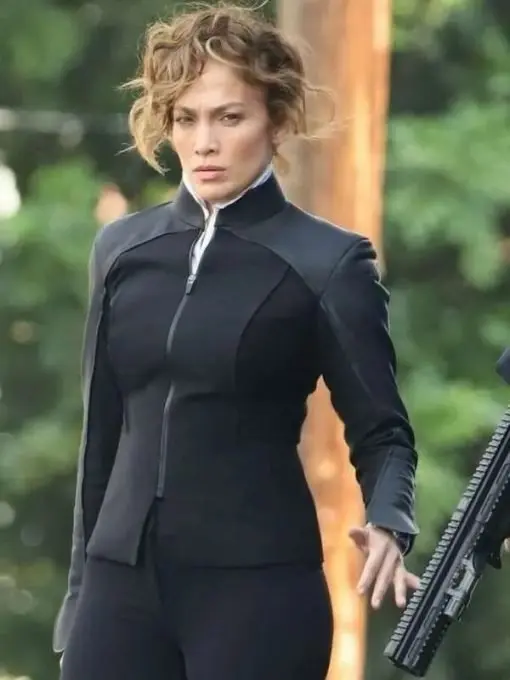 Atlas 2024 Jennifer Lopez Black Leather Jacket