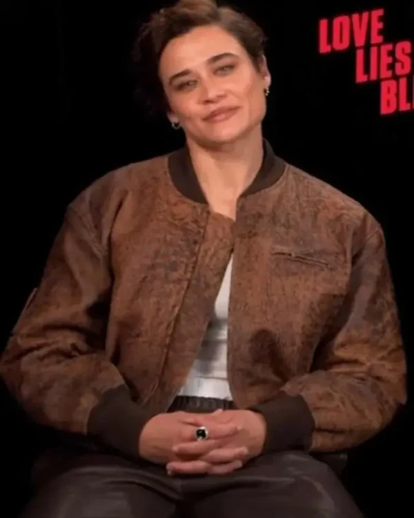 Katy O’brian Love Lies Bleeding Movie Premiere Brown Leather Jacket