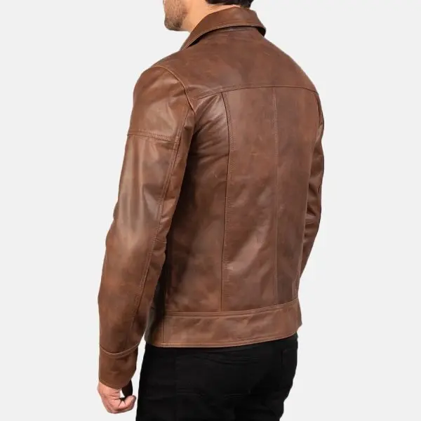 Men’s Lavendard Brown Leather Biker Jacket