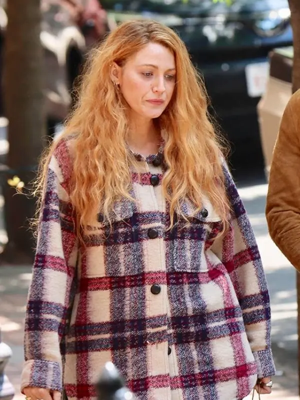 It Ends With Us 2024 Blake Lively Plaid Coat