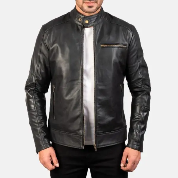 Men’s Dean Black Leather Biker Jacket