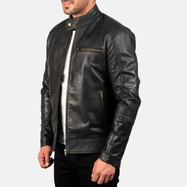 Men’s Dean Black Leather Biker Jacket