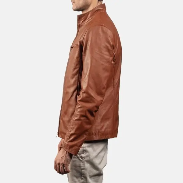 Men’s Ionic Brown Leather Biker Jacket