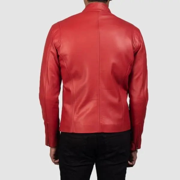 Men’s Ionic Red Leather Biker Jacket