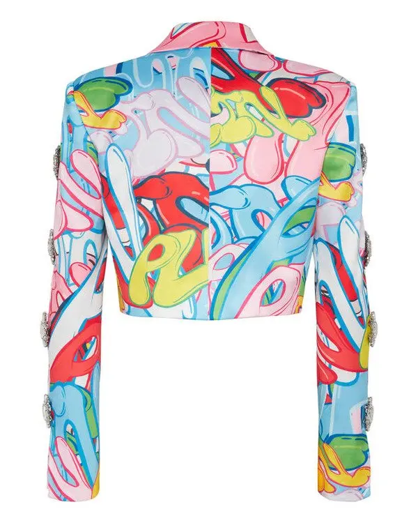 Emily In Paris S04 Ashley Park Graffiti-Print Spencer Jacket