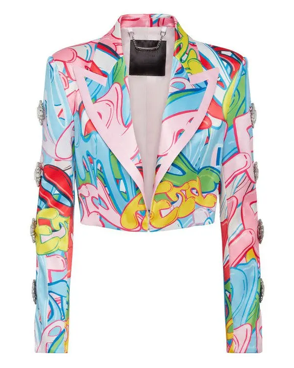 Emily In Paris S04 Ashley Park Graffiti-Print Spencer Jacket