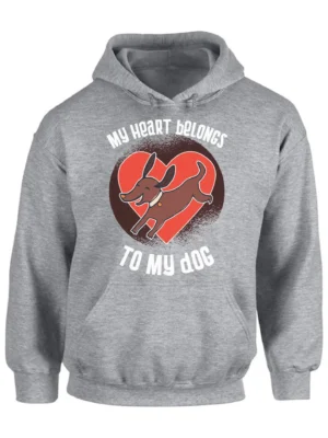 My Heart Belongs To My Dog Grey Fleece Hoodie