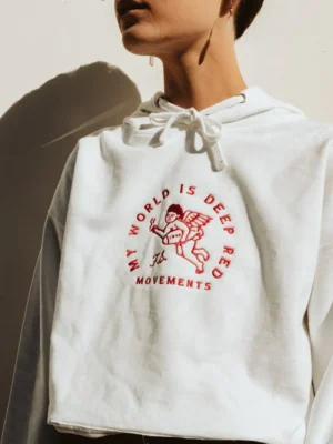 My World Is Deep Red Movements White Hoodie