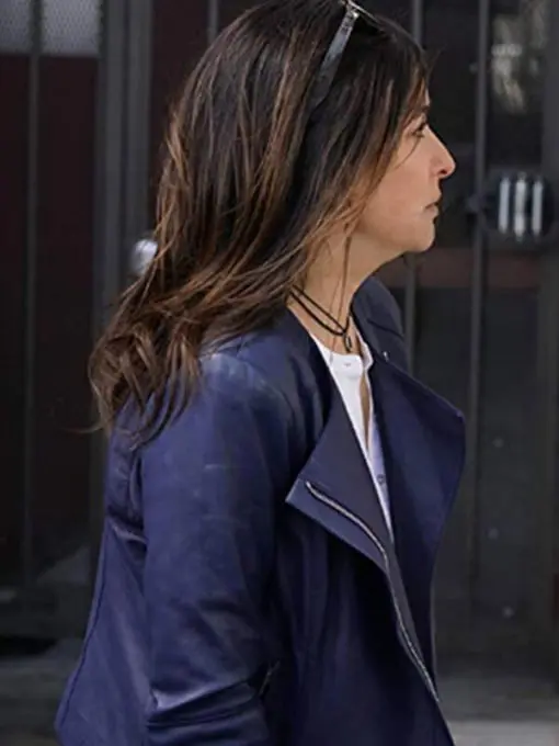 Better Things Season 04 Pamela Adlon Blue Leather Jacket