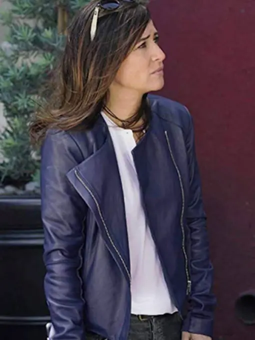 Better Things Season 04 Pamela Adlon Blue Leather Jacket