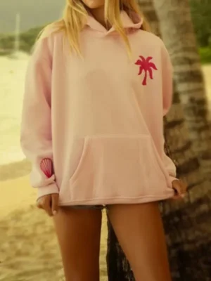 Pink Palm Puff Hawaii Hibiscus Hoodie