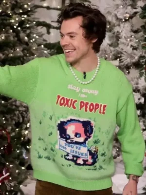 Harry Styles Stay Away From Toxic People Green Sweater