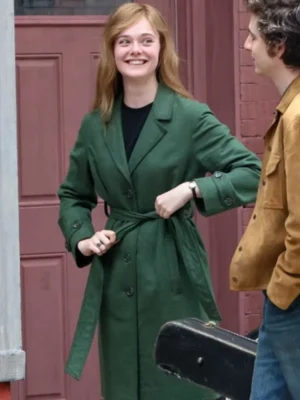 A Complete Unknown Elle Fanning Green Trench Coat