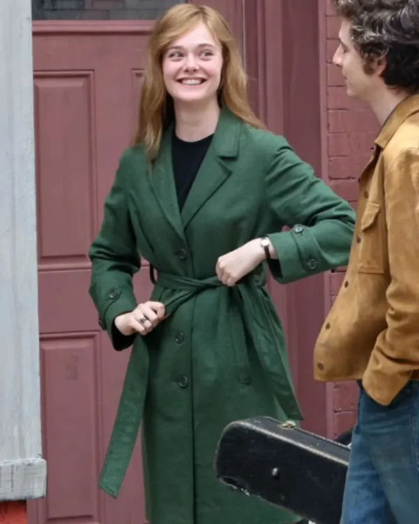 A Complete Unknown Elle Fanning Green Trench Coat