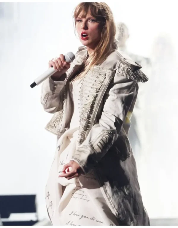 Taylor Swift Paris Eras Tour White Fringe Coat