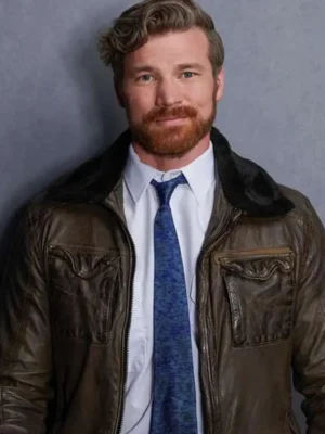 The Naughty Nine 2023 Derek Theler Brown Leather Jacket