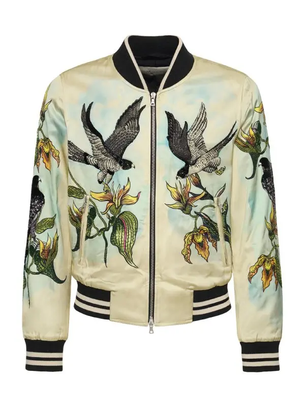 John Legend Embellished Bird Print Bomber Jacket