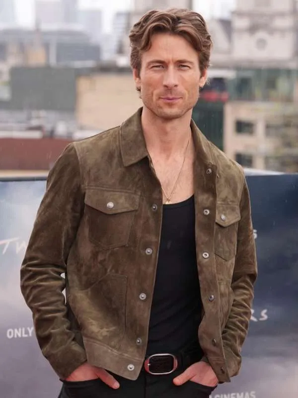 Glen Powell Twisters 2024 Suede Leather Jacket