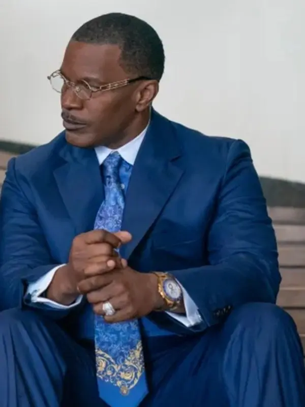 The Burial 2023 Jamie Foxx Blue Suit