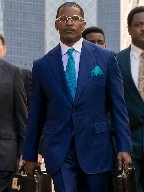 The Burial 2023 Jamie Foxx Blue Suit