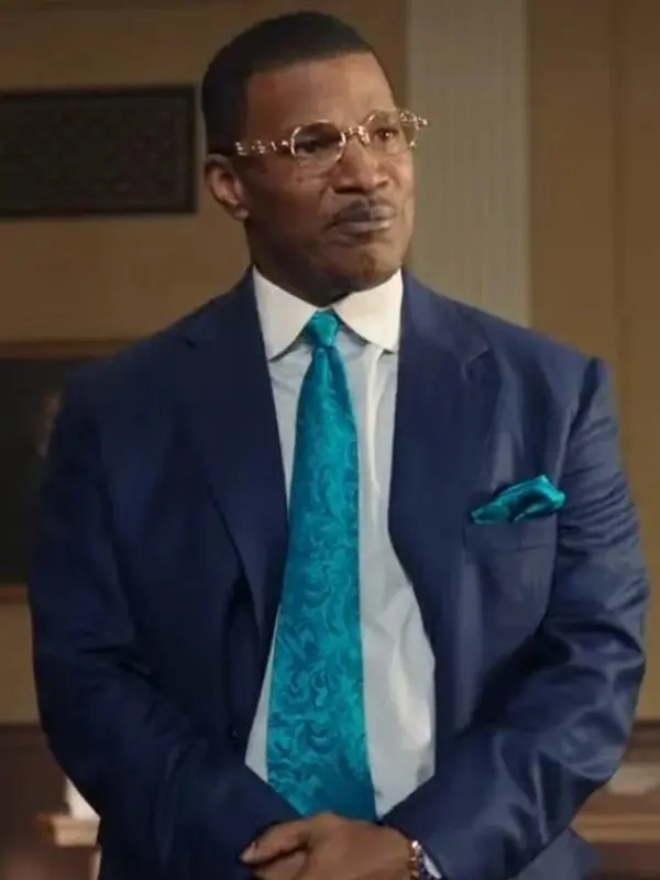 The Burial 2023 Jamie Foxx Blue Suit