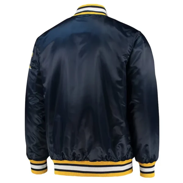 Michigan Wolverines O-Line Navy Blue Satin Jacket