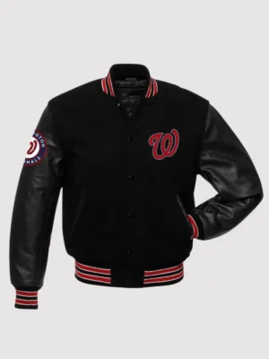 MLB Washington Nationals Black Letterman Jacket