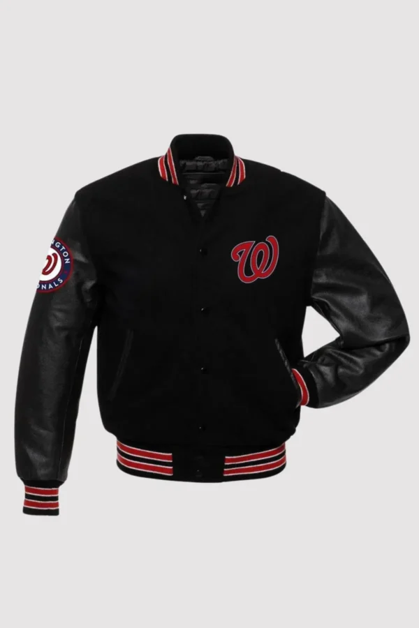 MLB Washington Nationals Black Letterman Jacket