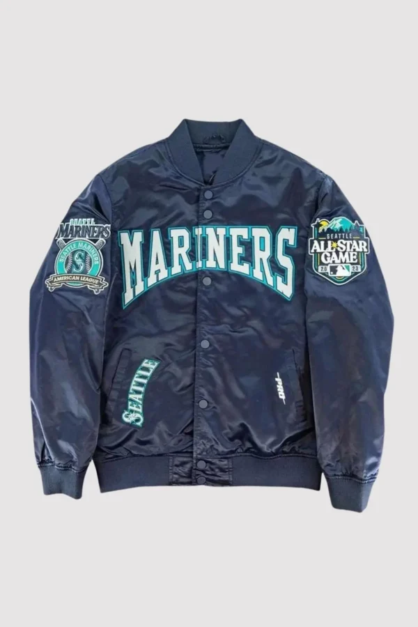 Navy Seattle Mariners Crest Varsity Jacket