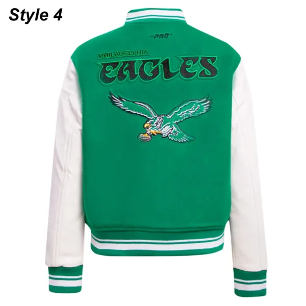 Cream/Green Philadelphia Eagles Retro Classic Varsity Jacket