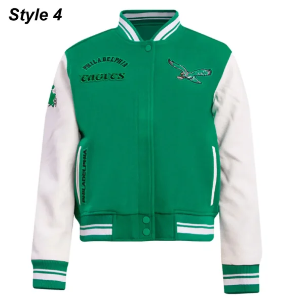 Cream/Green Philadelphia Eagles Retro Classic Varsity Jacket