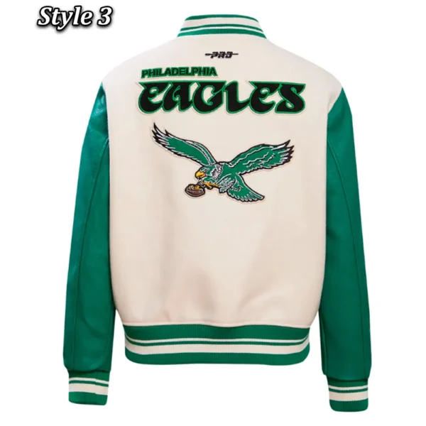 Cream/Green Philadelphia Eagles Retro Classic Varsity Jacket