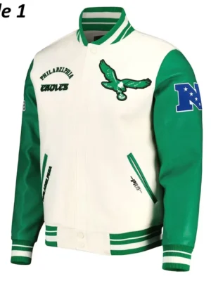 Cream/Green Philadelphia Eagles Retro Classic Varsity Jacket