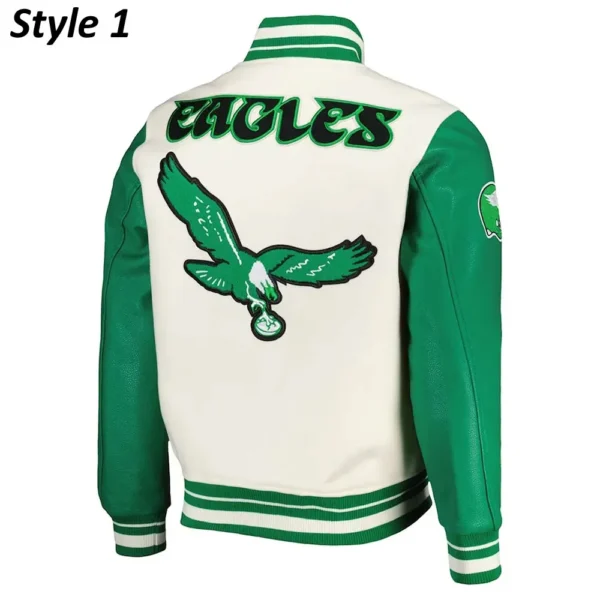 Cream/Green Philadelphia Eagles Retro Classic Varsity Jacket