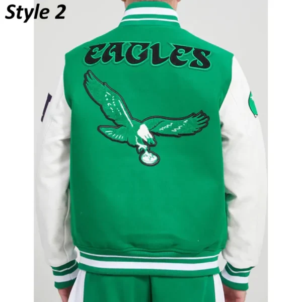 Cream/Green Philadelphia Eagles Retro Classic Varsity Jacket