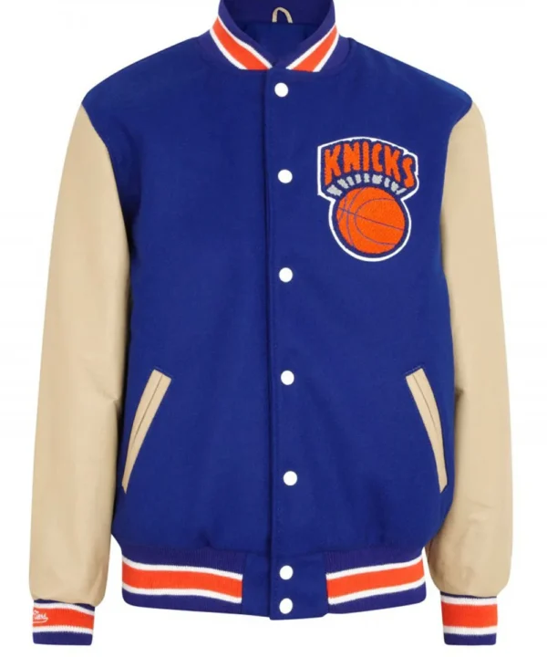 Men’s New York Knicks Blue Letterman Jacket