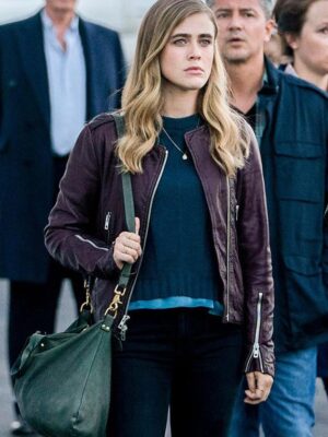 Michaela Stone Manifest Melissa Roxburgh Maroon Leather Jacket